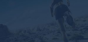 photo showing backside of runner in desert - with blue overlay