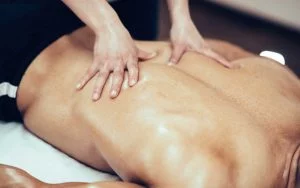 close up of a back massage
