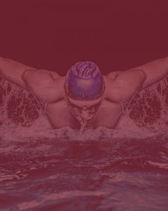 artistic photo of swimmer doing breaststroke - with red overlay