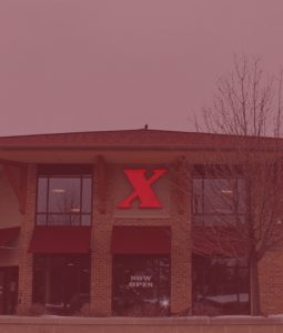 photo of Fitchburg Princeton Club Xpress location from the exterior - with red overlay