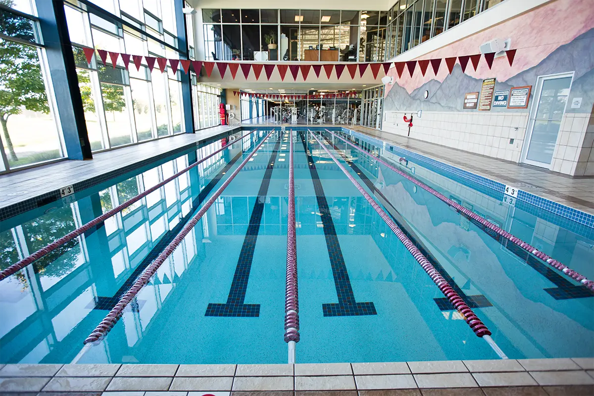 an indoor swimming pool